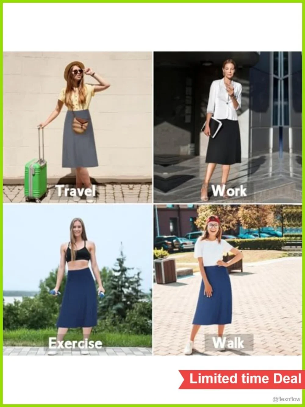 High Waist Midi Skort with Pockets - Athletic Golf Tennis Skirt with Shorts
